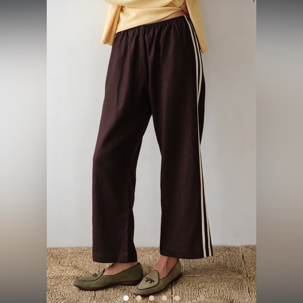 DONNI The Linen Stripe Crop Pant
